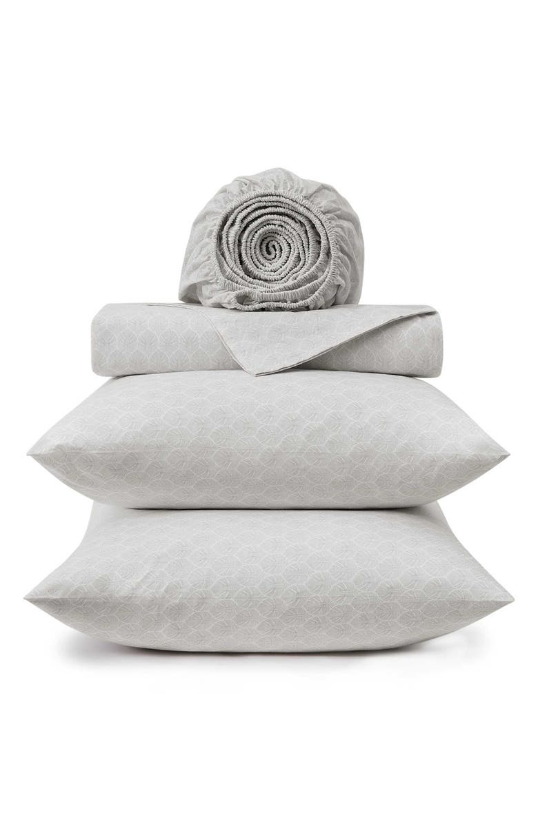 Tommy Bahama Line Palms 200 Thread Count Cotton Percale Sheet Set, Alternate, color, Grey