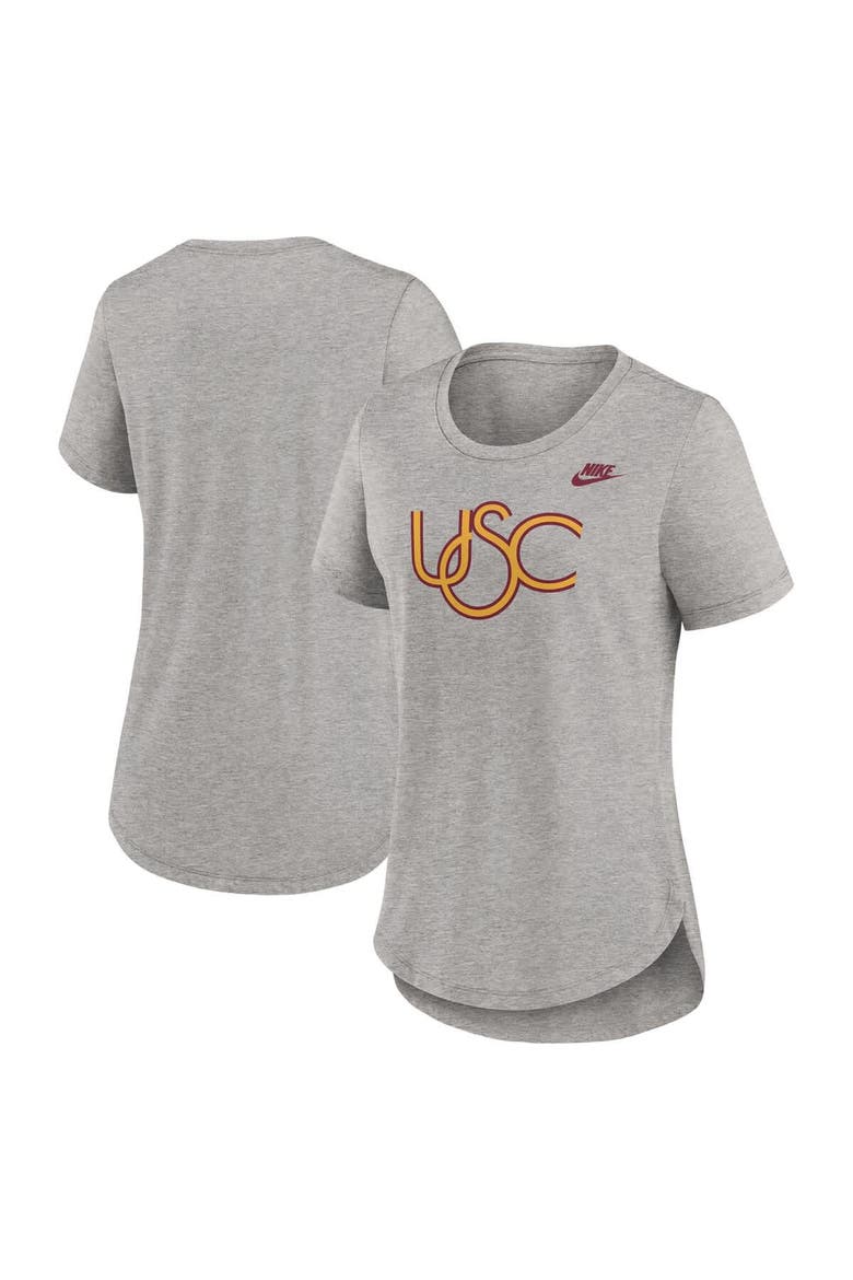 Women's Nike Heather Gray USC Trojans Legacy Tri-Blend T-Shirt, Main, color, Heather Gray