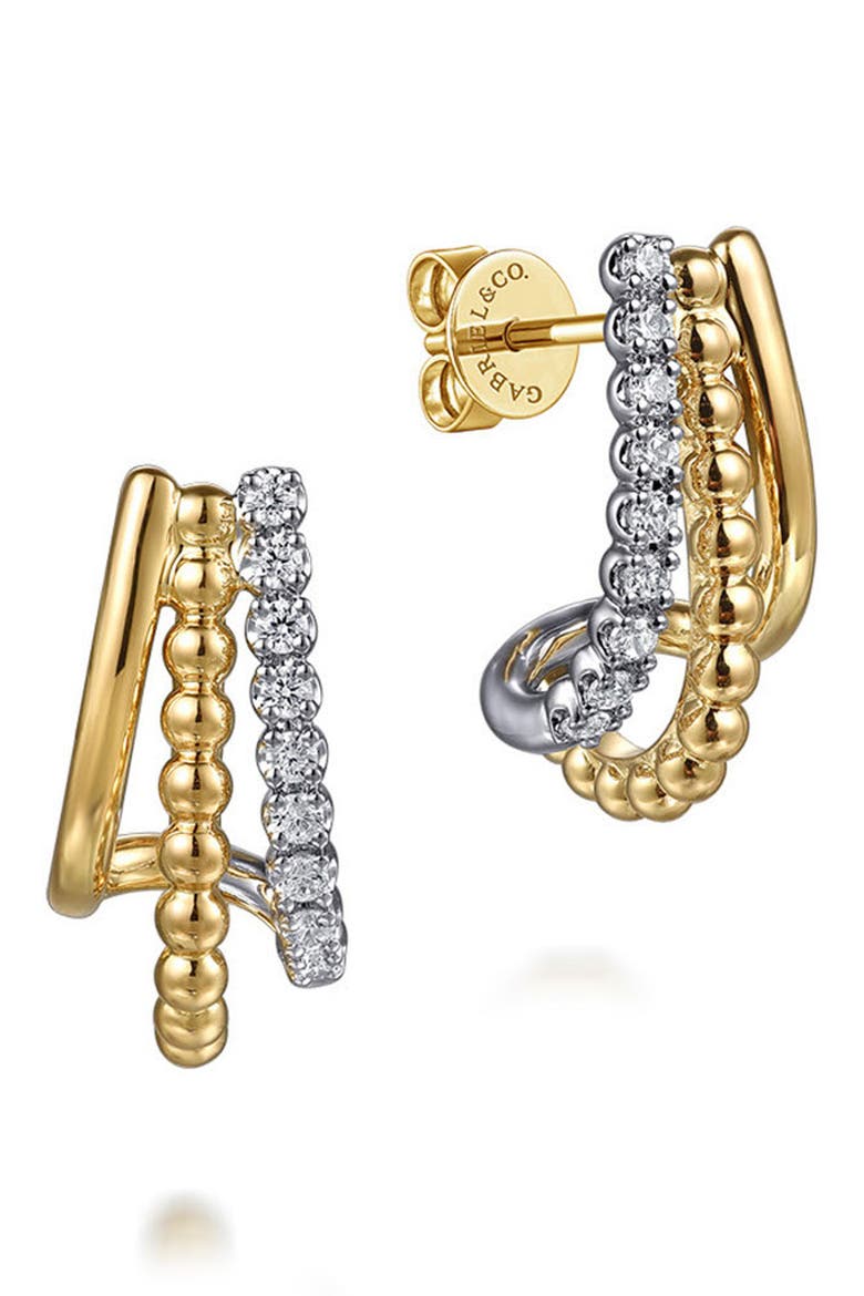 Bujukan Beaded Layered J-Hoop Earrings, Main, color, TWO TONE