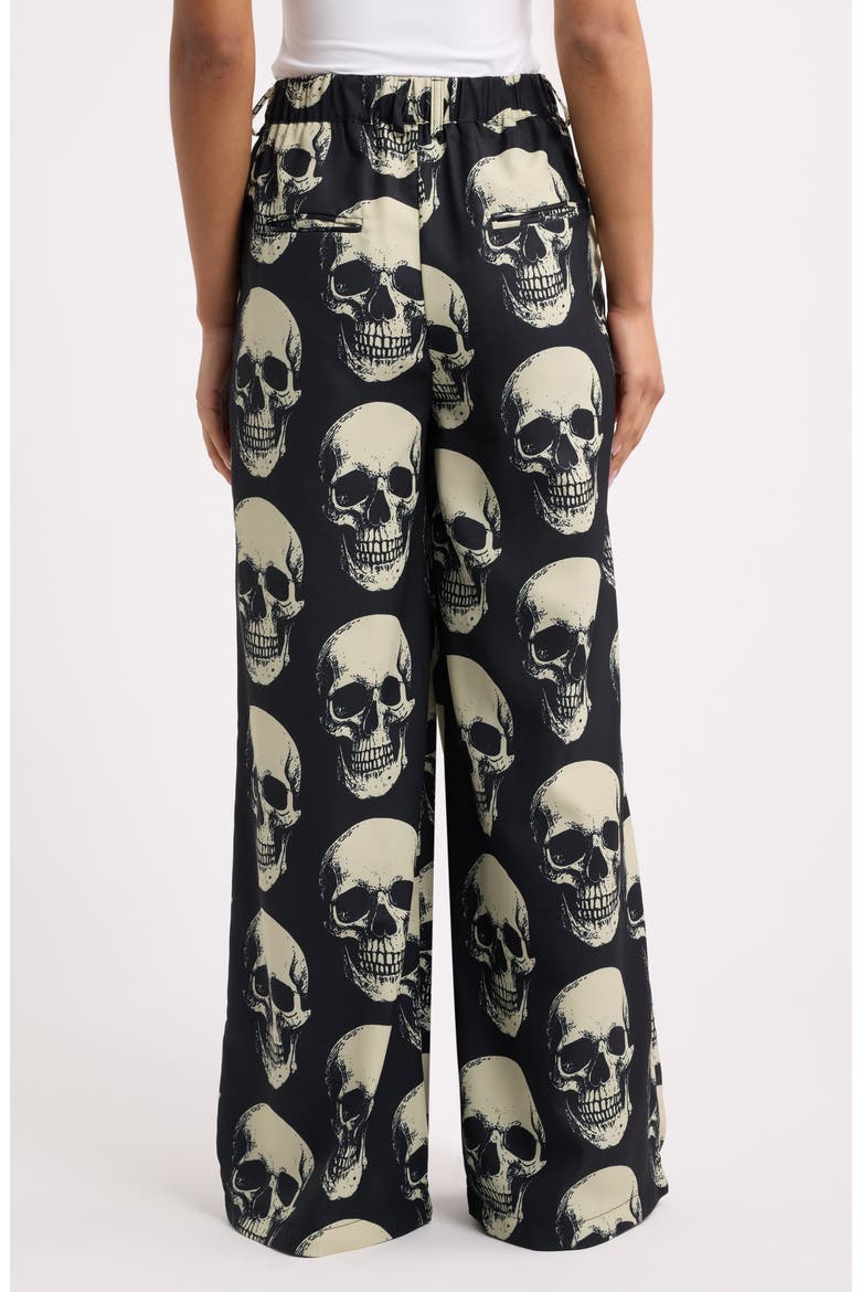 Never Taking These Off Skull Print Wide Leg Trousers, Alternate, color, BLACK SKULLS