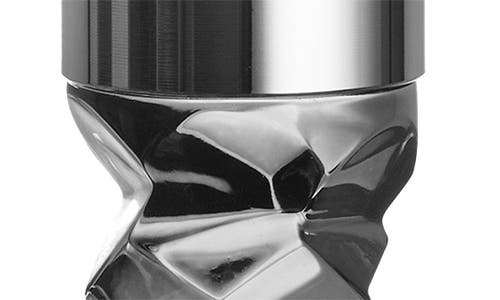 Orrefors Carat Small Crystal & Stainless Steel Candlestick In Charcoal