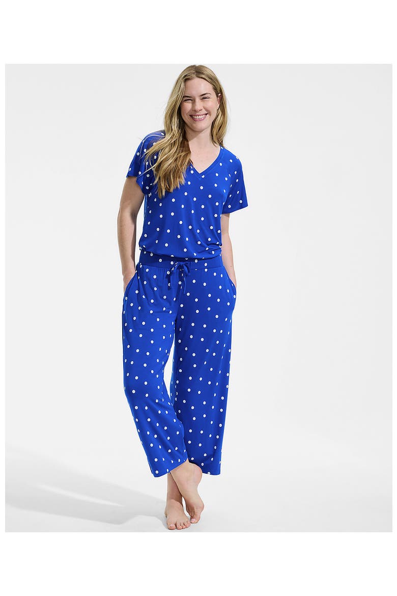 Cooling Pajama Set - Short Sleeve Top and Crop Pants, Alternate, color, Vibrant Lapis Dot