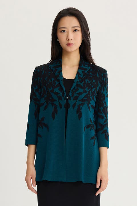 Floral Cascade Flat Knit Jacket