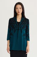 Ming Wang Floral Cascade Flat Knit Jacket