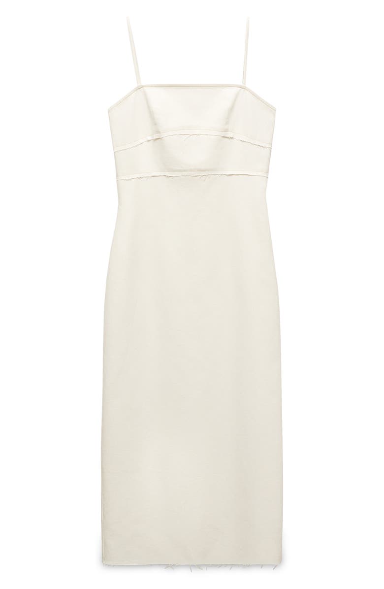 MANGO Raw Edge Denim Midi Dress, Alternate, color, 