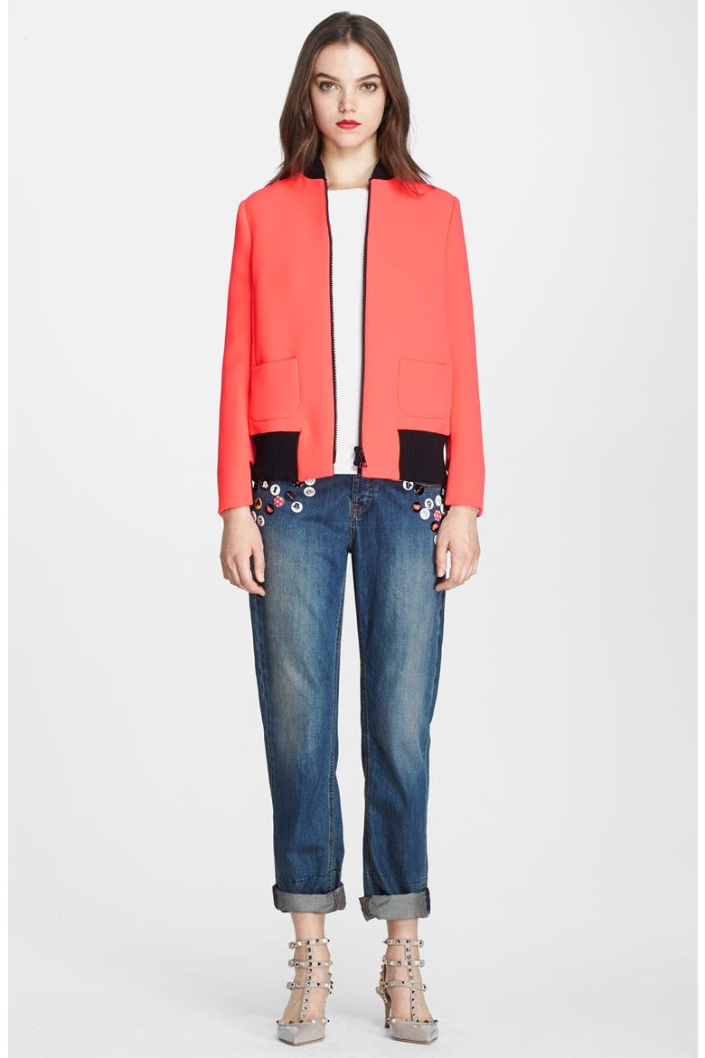 Neoprene Bomber Jacket, Alternate, color, TANGERINE