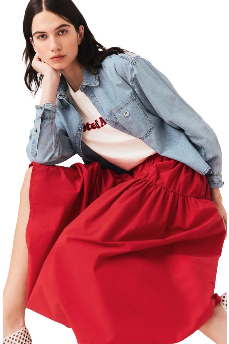 Long gathered skirt, Alternate, color, Red