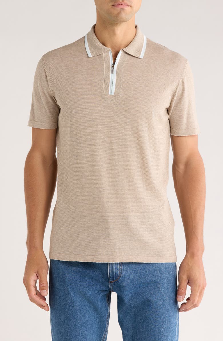 Robert Barakett Fermi Zip Polo Sweater, Main, color, Tan