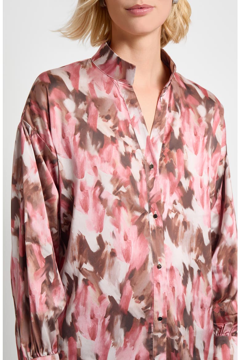 Brushstroke Print Crêpe de Chine Button-Up Shirt, Alternate, color, HONEY SUCKLE/ CHARMEUSE/ MULTI