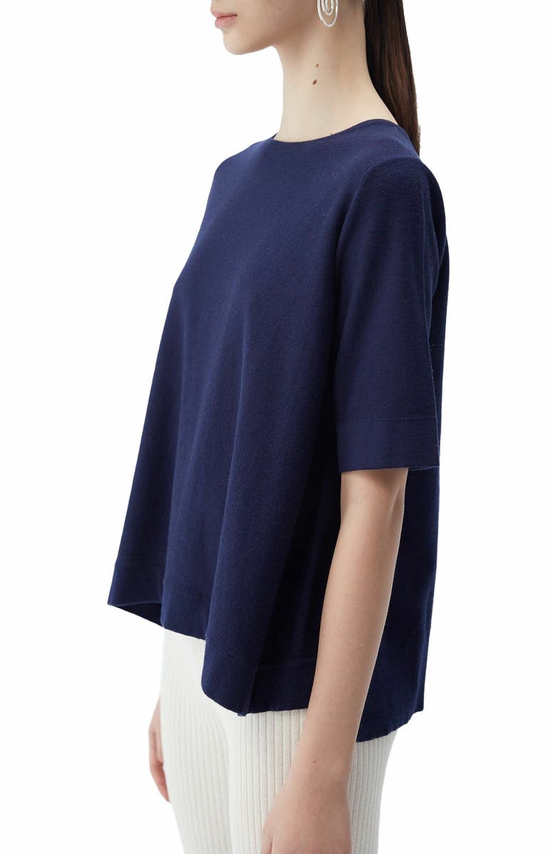 GOBI Mongolian Cashmere Box-Cut Cotton Silk Cashmere Blend T-Shirt, Alternate, color, Navy