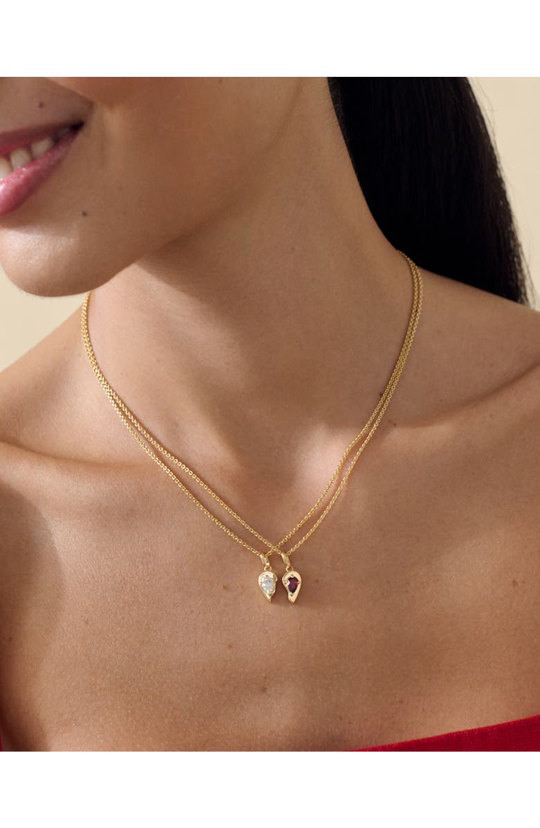 Edge of Ember Toi et Moi Garnet & Topaz Friendship Necklaces, Alternate, color, Metallic Gold