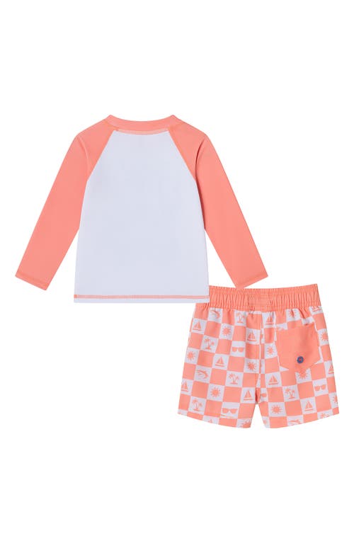 Andy & Evan Long Sleeve Two-piece Rashguard Swimsuit In Orange Beige