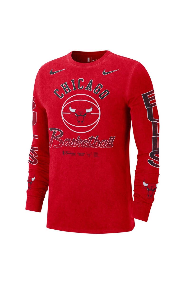 Nike Men's Nike Red Chicago Bulls Courtside Retro Elevated Long Sleeve T-Shirt, Alternate, color, 