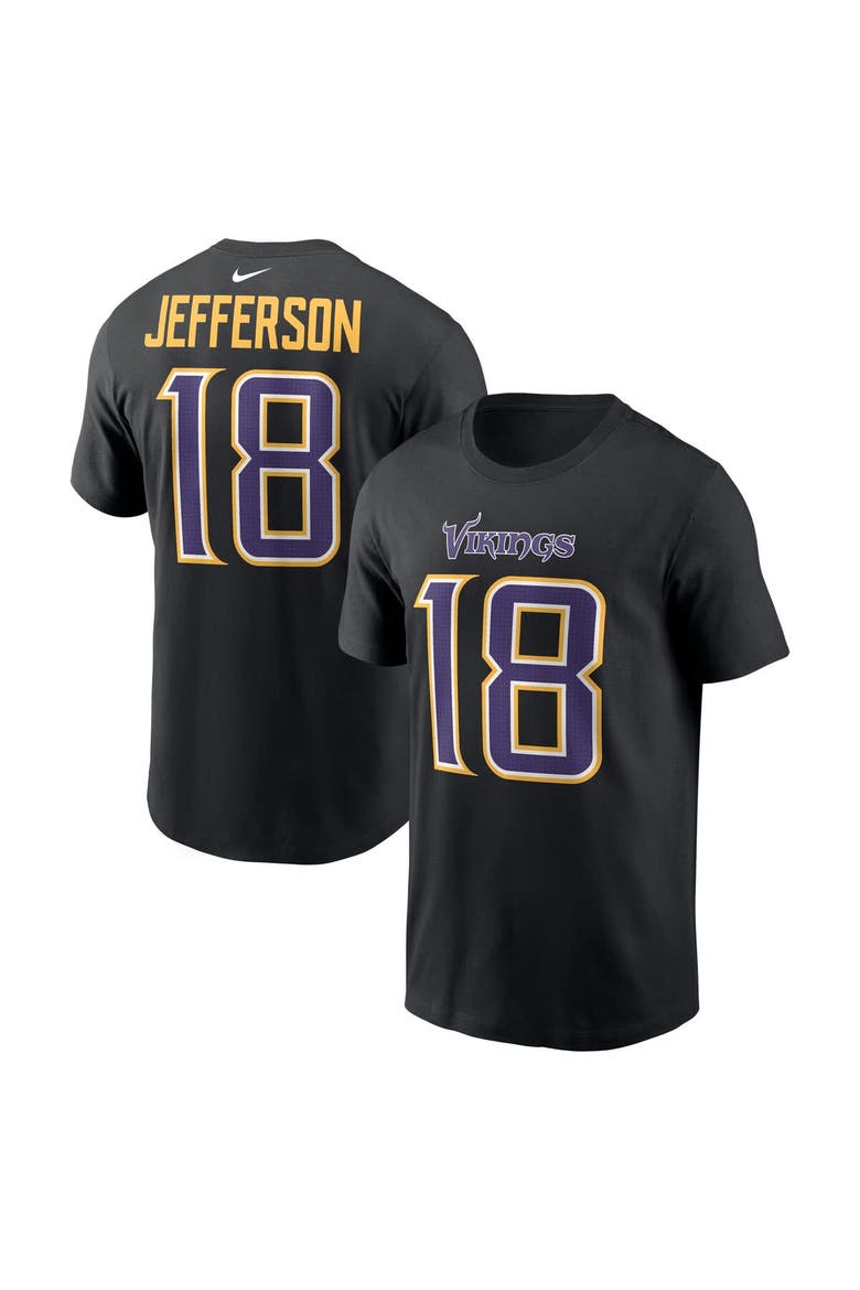 Men's Nike Justin Jefferson Black Minnesota Vikings Carbon Name & Number T-Shirt, Main, color, Black