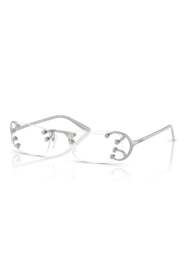 52mm Rectangular Blue Light Blocking Glasses, Alternate, color, ARGENTO NOUVEAU / BLUE LIGHT