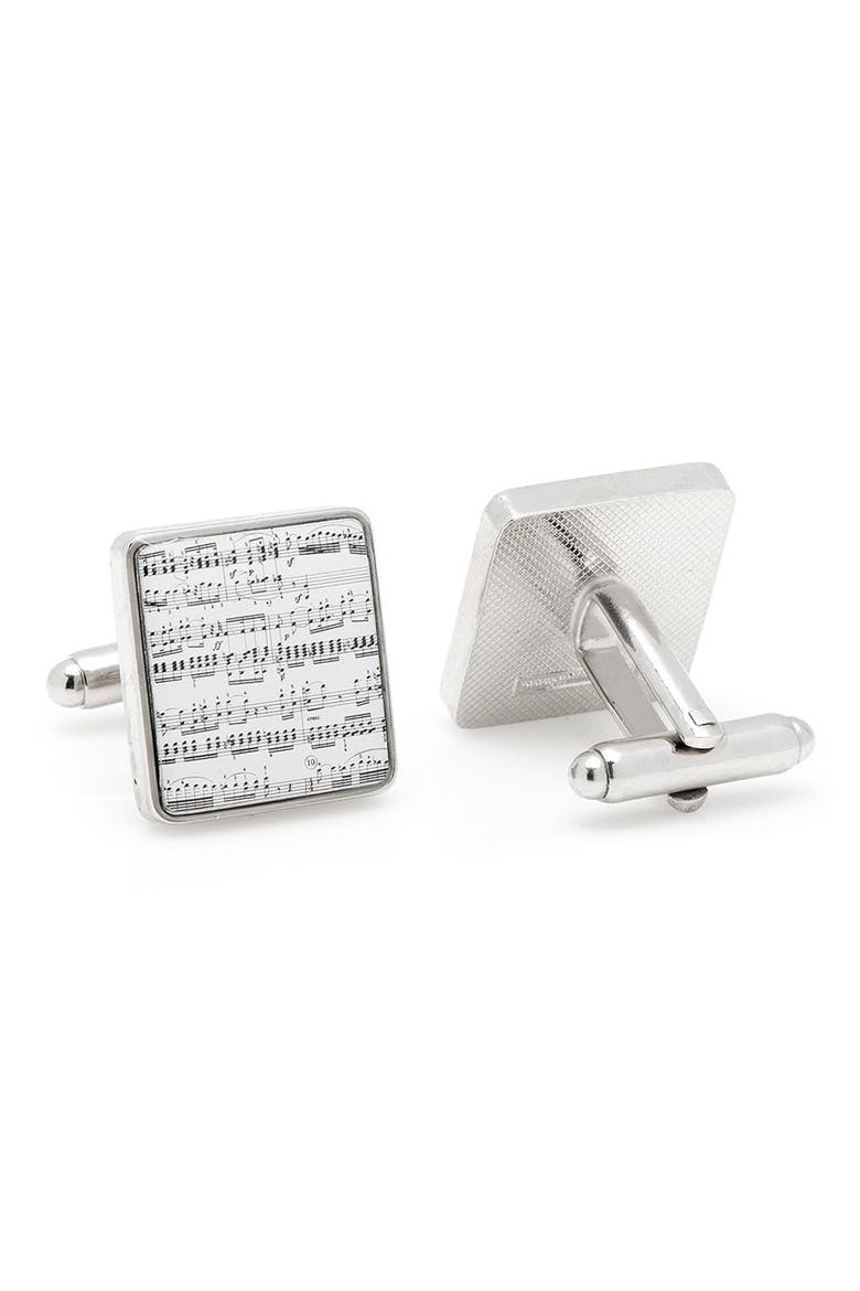 Classical Sheet Music Cuff Links, Alternate, color, WHITE