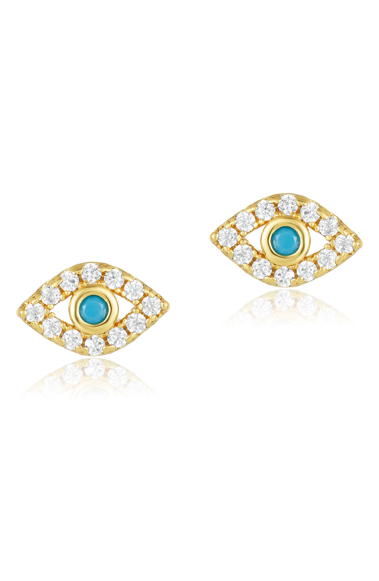 Adornia 14K Yellow Gold Plated Evil Eye Stud Earrings
