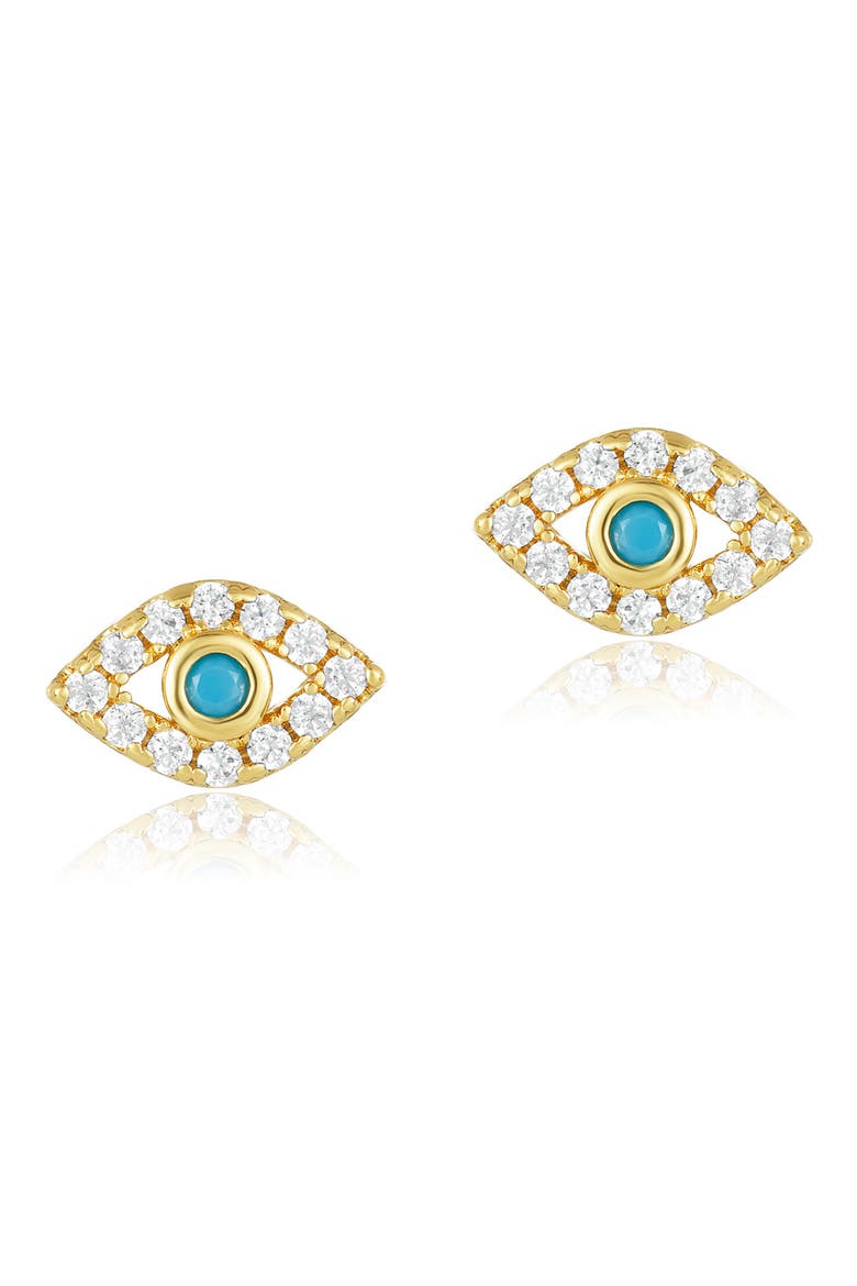 14K Yellow Gold Plated Evil Eye Stud Earrings, Main, color, YELLOW