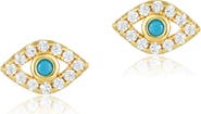 Adornia 14K Yellow Gold Plated Evil Eye Stud Earrings
