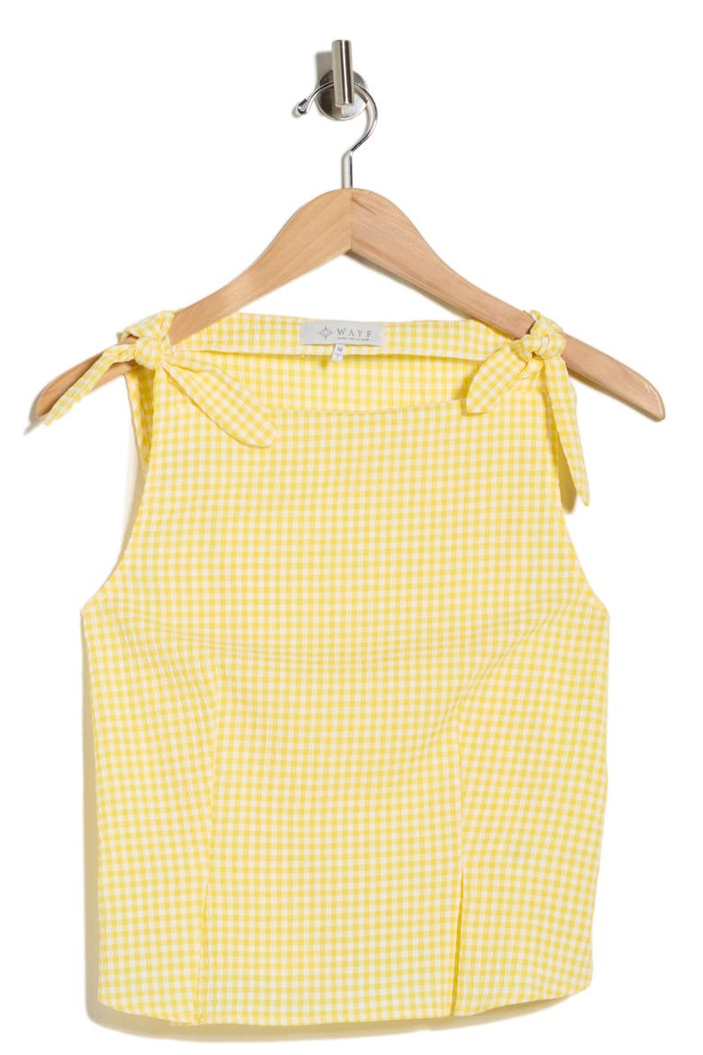 Gingham Tie Shoulder Tank, Alternate, color, YELLOW