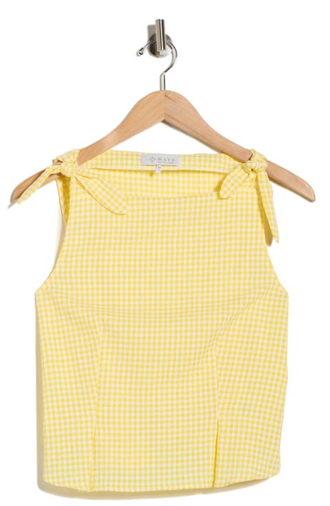 Gingham Tie Shoulder Tank