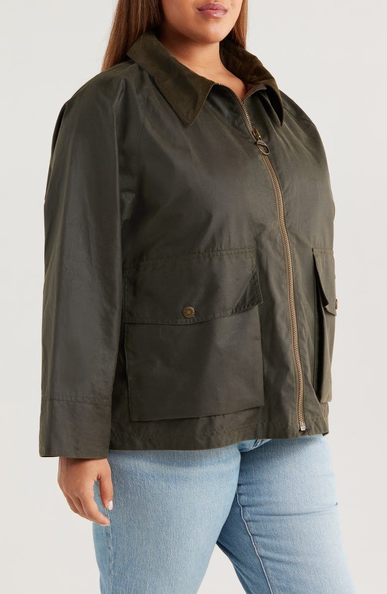 Barbour Croxdale Waxed Cotton Jacket, Alternate, color, Archive Olive