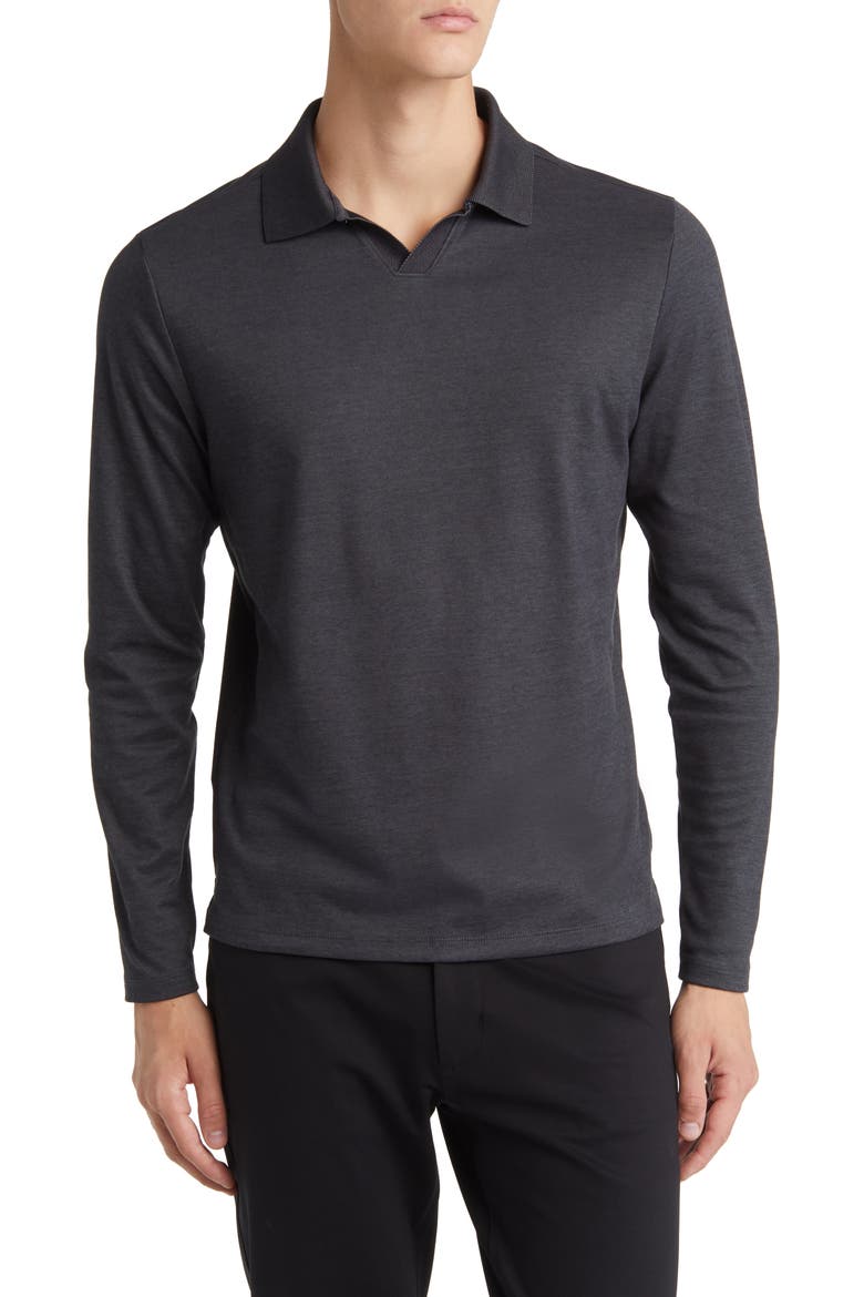 Adison Long Sleeve Johnny Collar Polo, Main, color, CHARCOAL