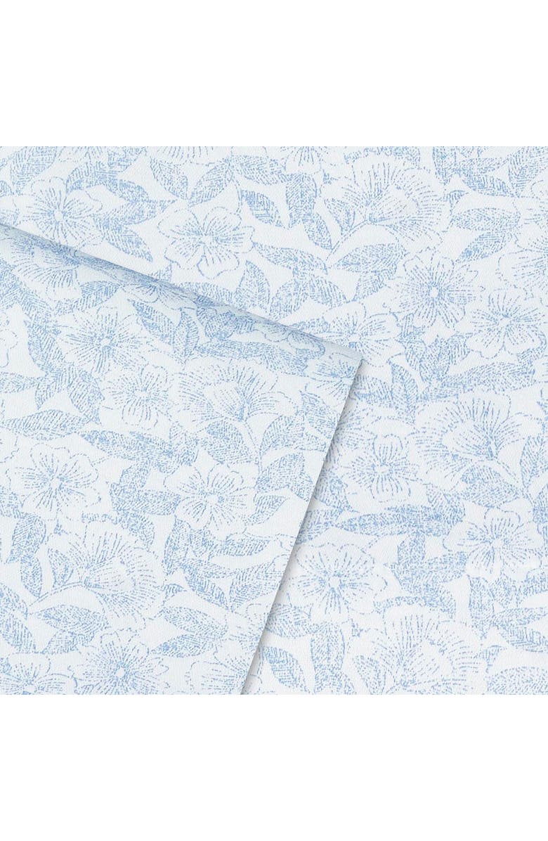 Laura Ashley Blossoming Pastel Blue Cotton Sateen Queen Sheet Set, Alternate, color, Pastel Blue