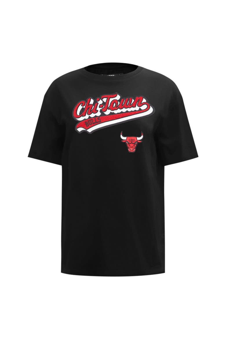 Women's Pro Standard Black Chicago Bulls Script Boyfriend T-Shirt, Alternate, color, Black