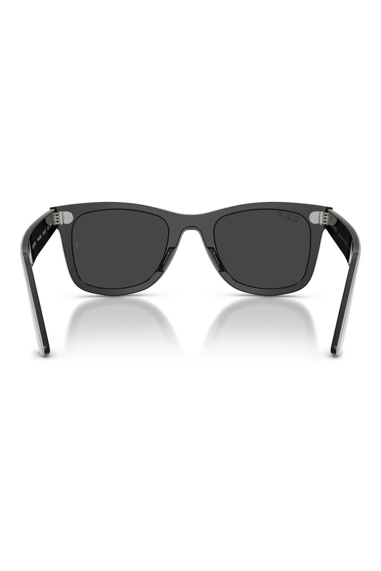 50mm Wayfarer Polarized Square Sunglasses, Alternate, color, GREY ON BLACK / POLAR BLACK