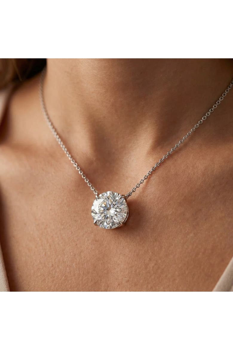 4Ct Floating Diamond Solitaire Pendant 14k Gold 18" Women's Necklace Lab Grown, Alternate, color, White Gold
