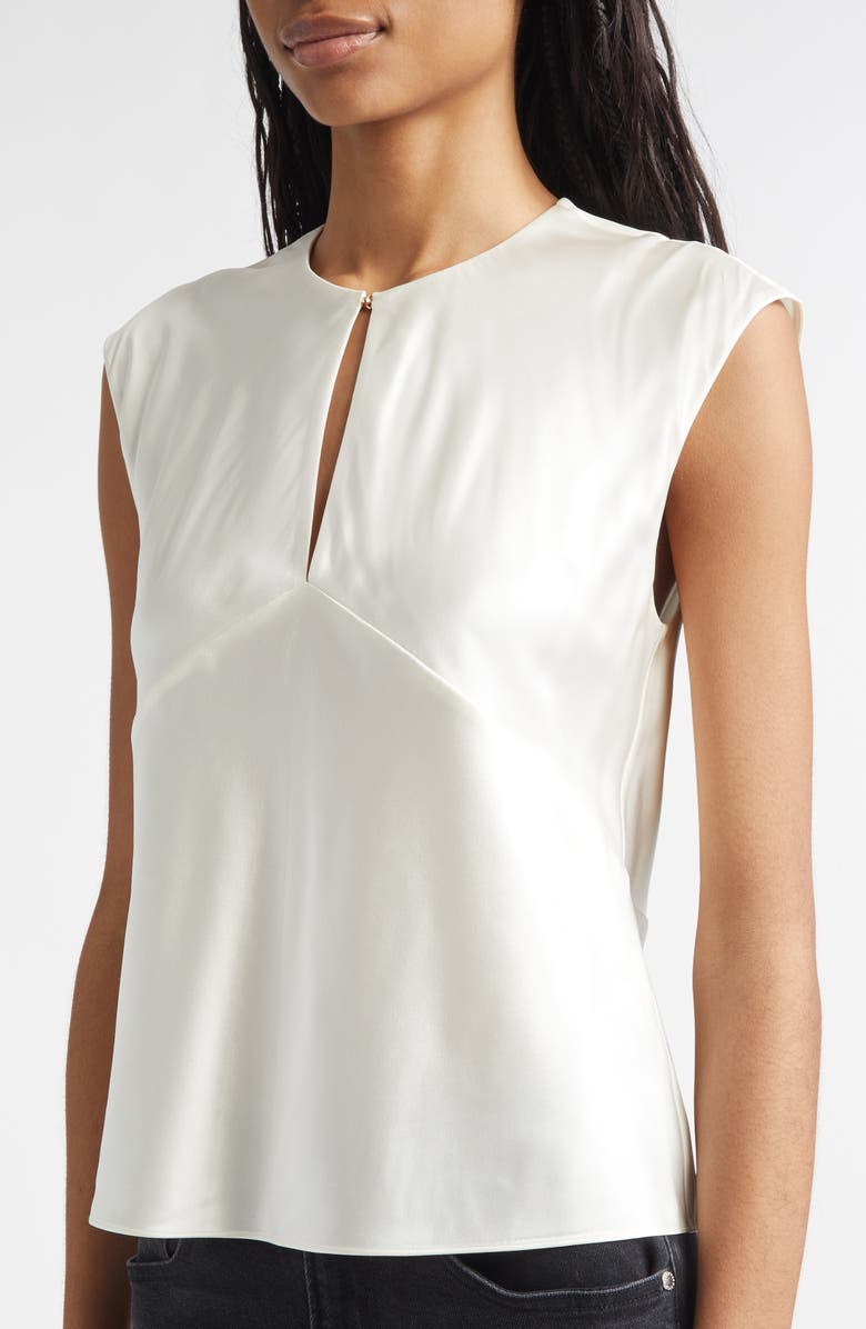 Veronica Beard Sparrow Cutout Silk Blend Sleeveless Top, Alternate, color, Dove