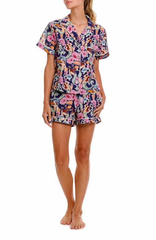 The Lazy Poet Nina Floral Cotton Short Pajamas In Blue