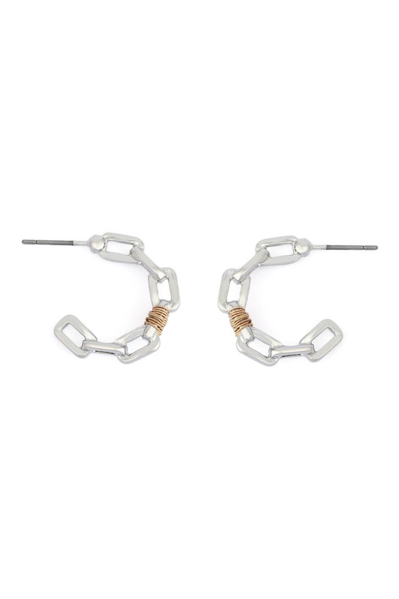 Paper Clip Hoop Earrings, Alternate, color, TWO TONE