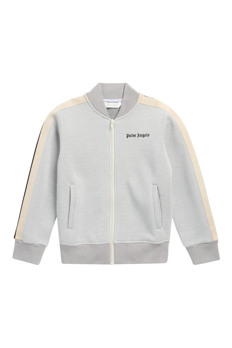 Kids' Metallic Track Jacket, Main, color, SILVER - BLACK