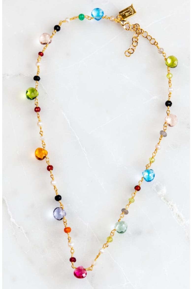 Gumdrop Rainbow Gemstone Necklace, Alternate, color, Rainbow