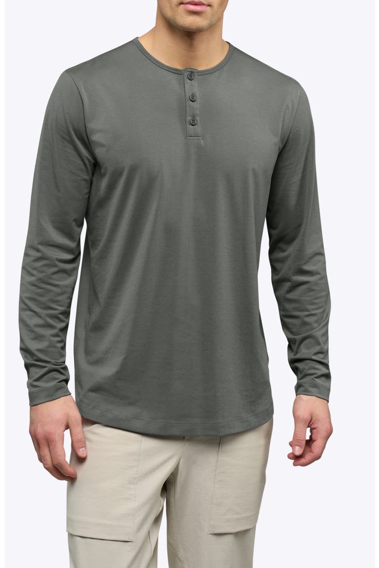 AO Curved Hem Long Sleeve Henley, Main, color, CASTOR GREY