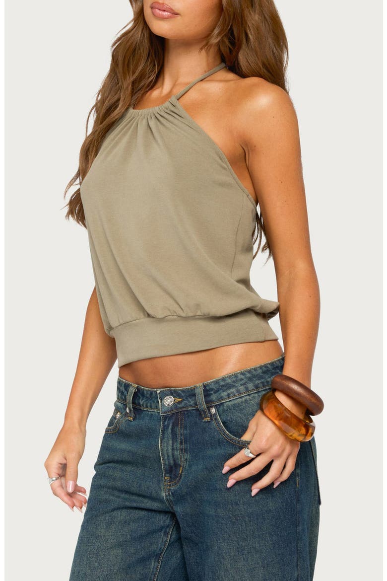 Bondi Cinched Waist Halter Top, Alternate, color, OLIVE