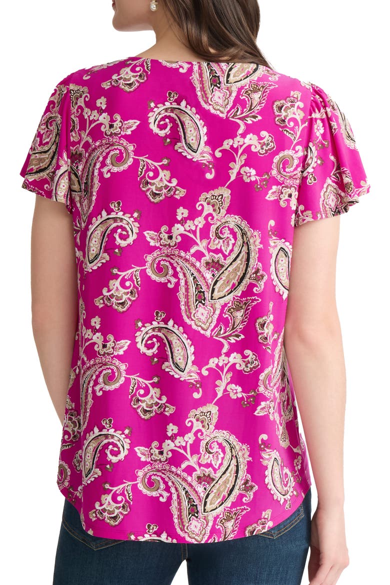 Paisley Flutter Sleeve Top, Alternate, color, BRIGHT ORCHID MULTI
