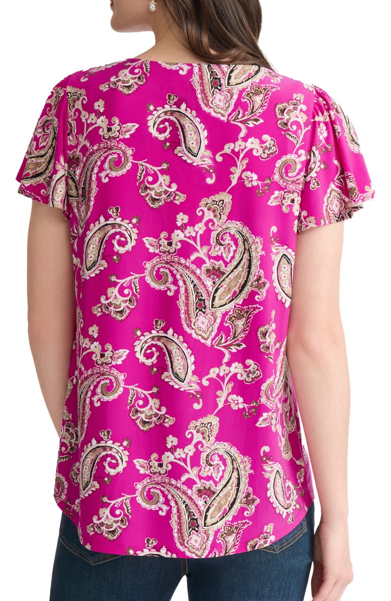 Jones New York Paisley Flutter Sleeve Top, Alternate, color, Bright Orchid Multi