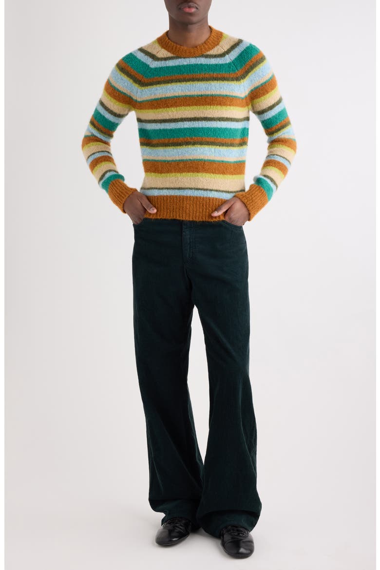 Melbourne Stripe Alpaca & Merino Wool Blend Sweater, Alternate, color, RUST