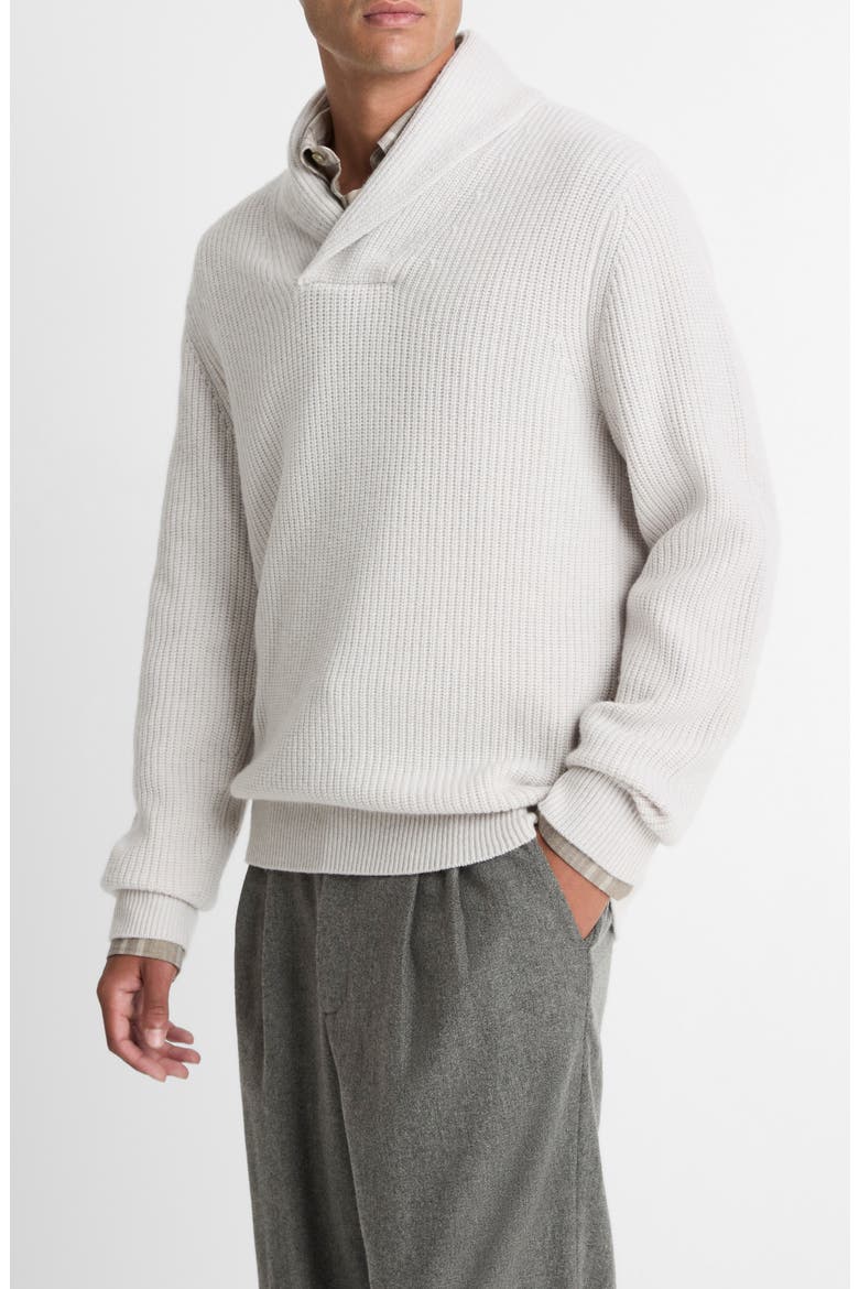Shaker Stitch Wool & Cashmere Sweater, Alternate, color, HEATHER WHITE