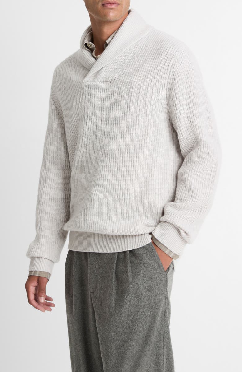 Vince Shaker Stitch Wool & Cashmere Sweater, Alternate, color, Heather White