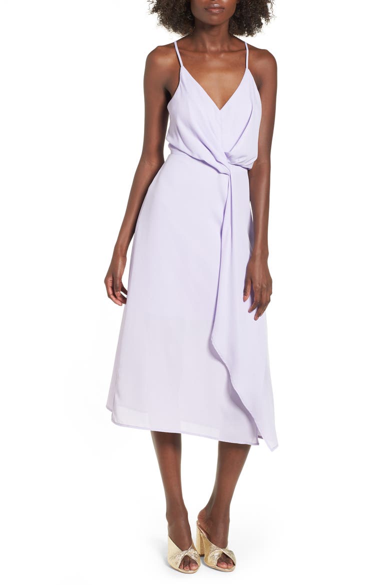 Knotted Waist Midi Dress, Main, color, LILAC