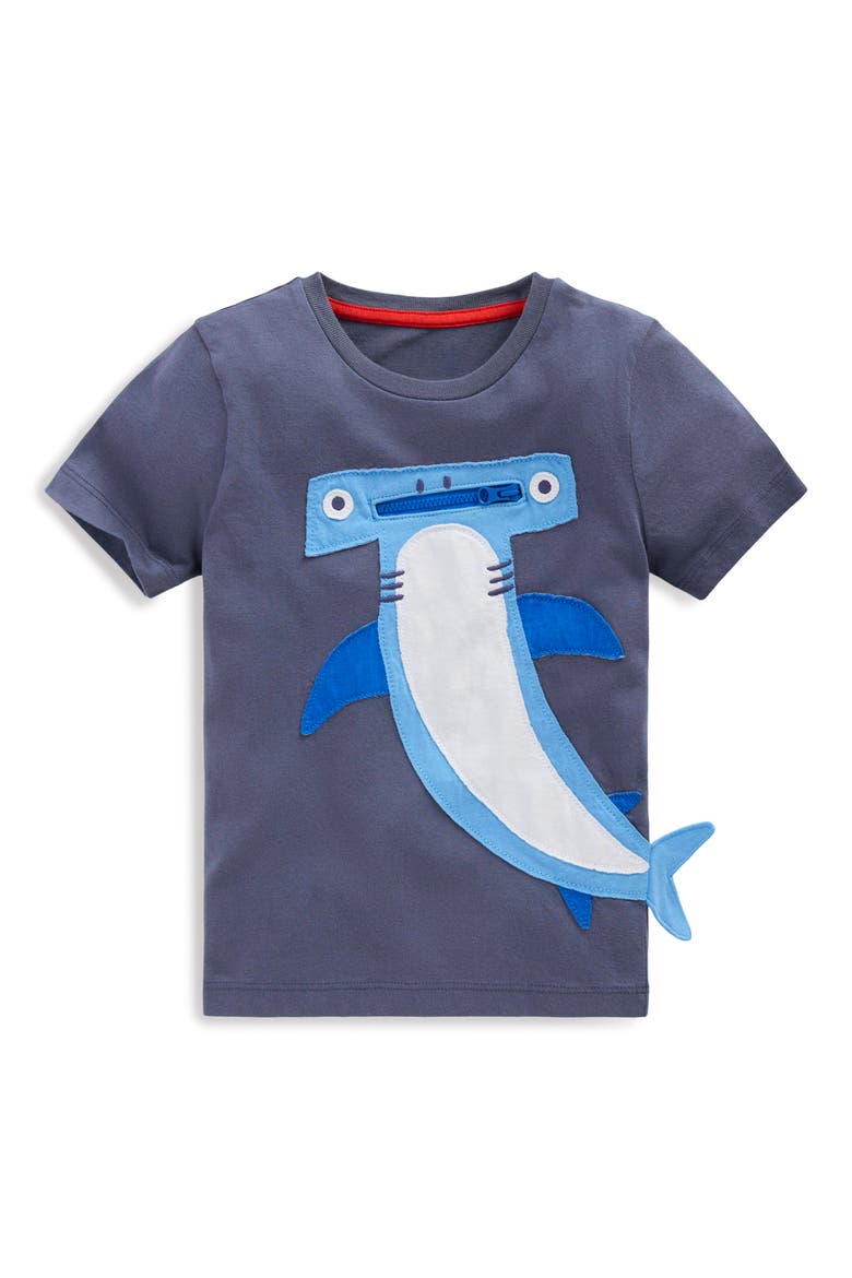 Kid's Hammerhead Shark Zip Appliqué T-Shirt, Main, color, SHARK