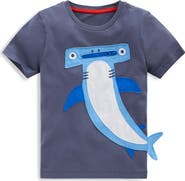 Mini Boden Kid's Hammerhead Shark Zip Appliqué T-Shirt
