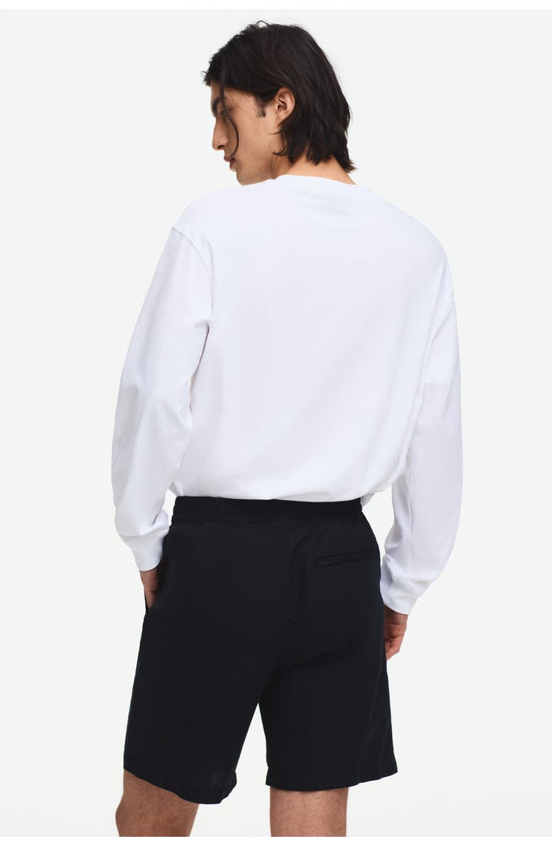 H&M Regular Fit Linen-blend Shorts, Alternate, color, Black