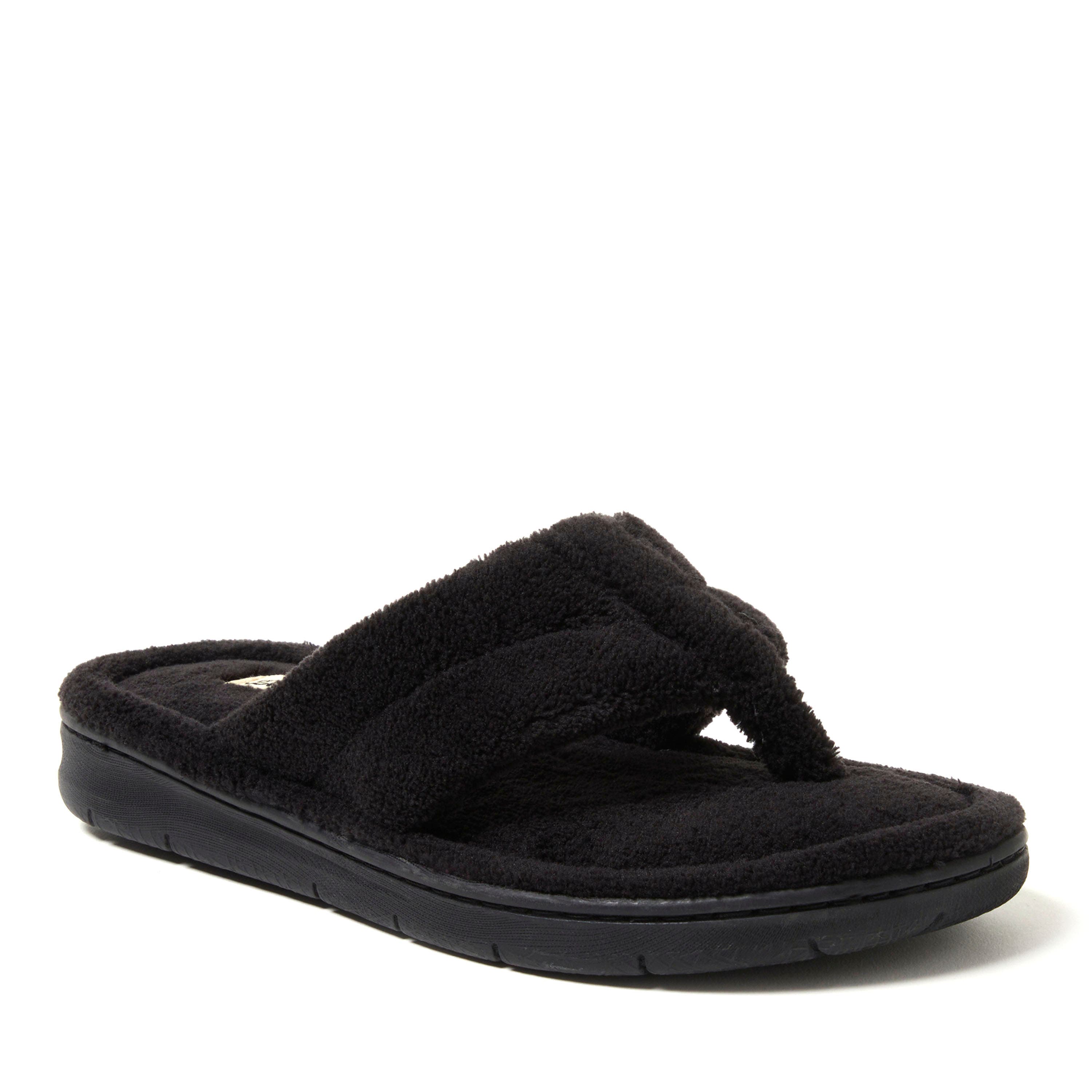 DEARFOAMS Wrenley Terry Thong Flip Flop Slipper, Main, color, Black