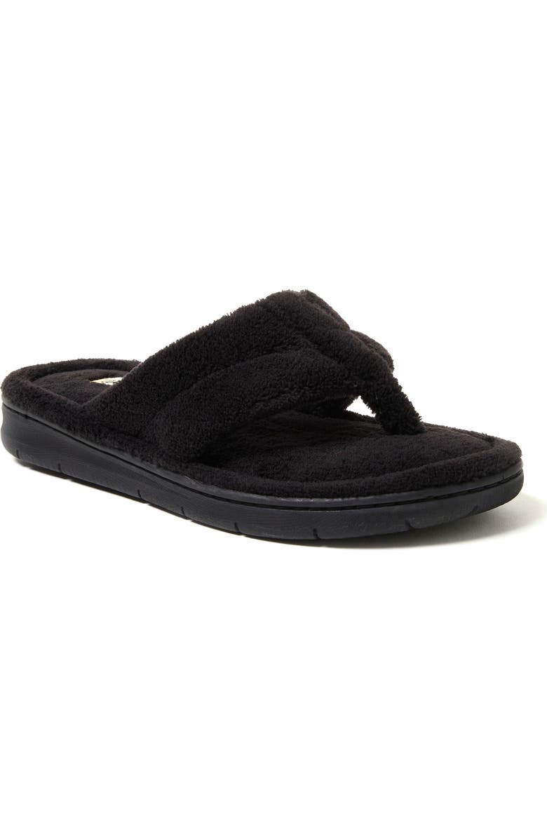 DEARFOAMS Wrenley Terry Thong Flip Flop Slipper, Main, color, Black