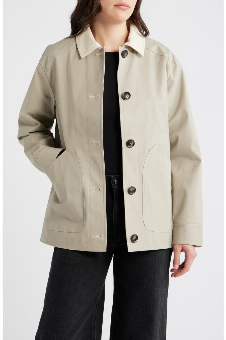 Cotton Stretch Twill Jacket, Main, color, LIGHT GREY W/ CREAM CORDUROY